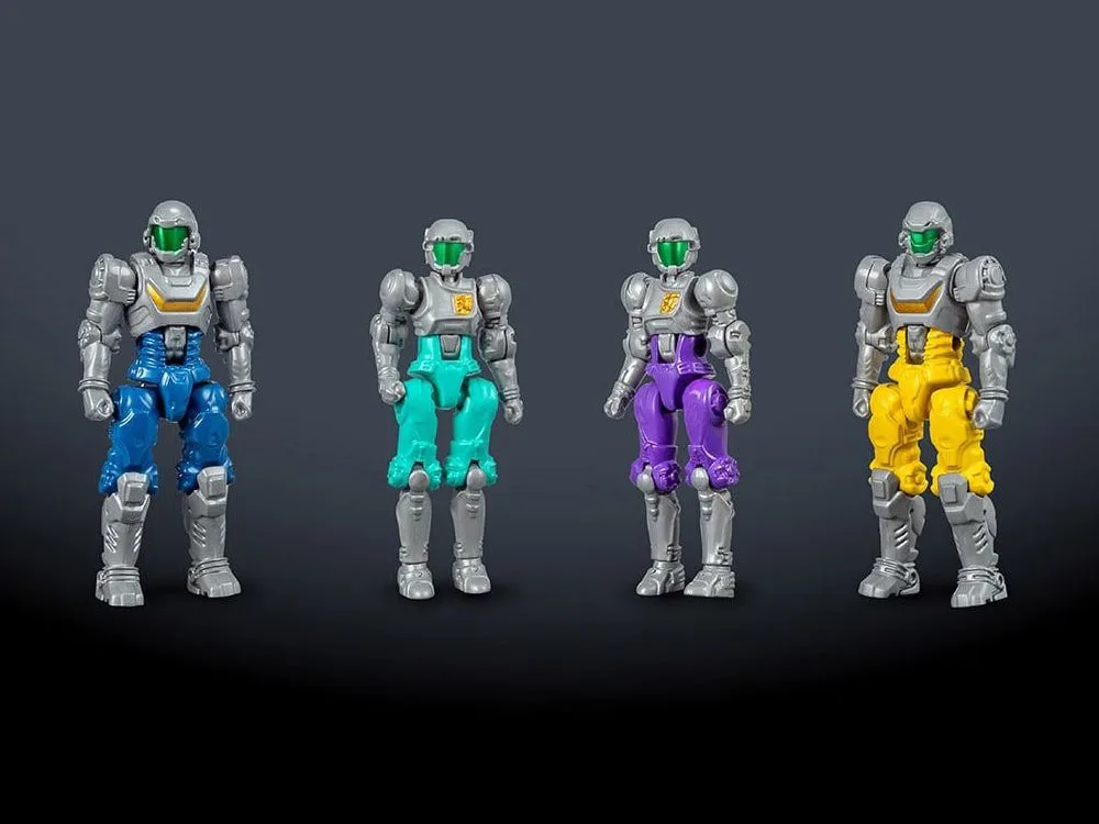 Diaclone Dia-Naut pilot figures in blue, teal, purple and yellow
