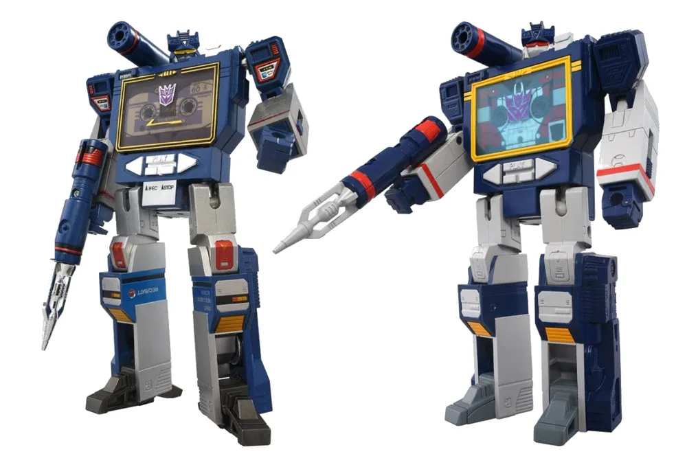 Transformers Missing Link D-01 Soundwave and D-02 Soundwave Animation Type in robot mode side by side